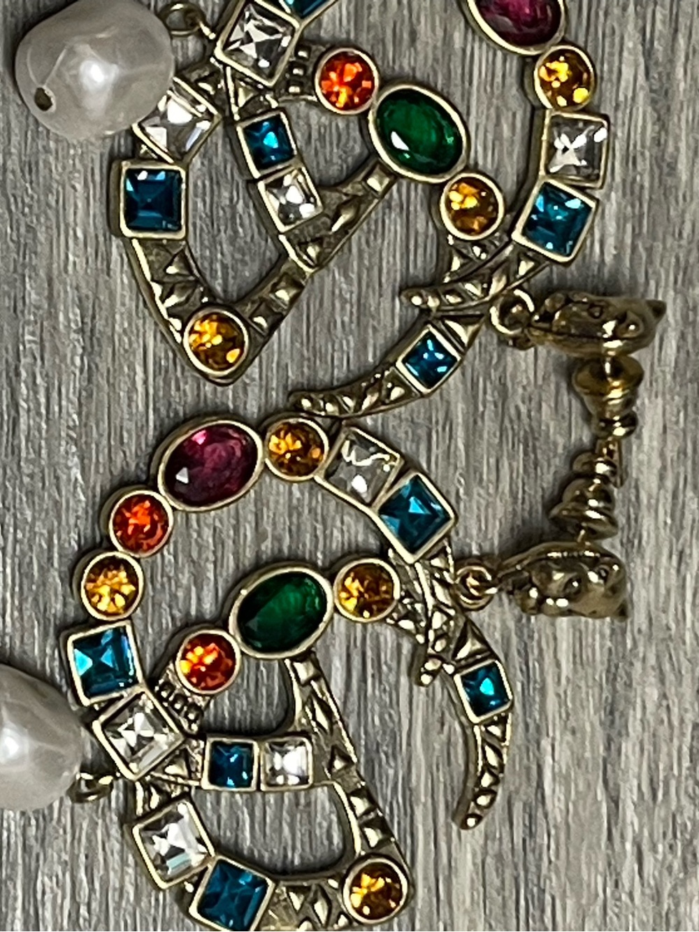 Gucci Multicolor Crystal Hoop Earrings with Faux Pearl